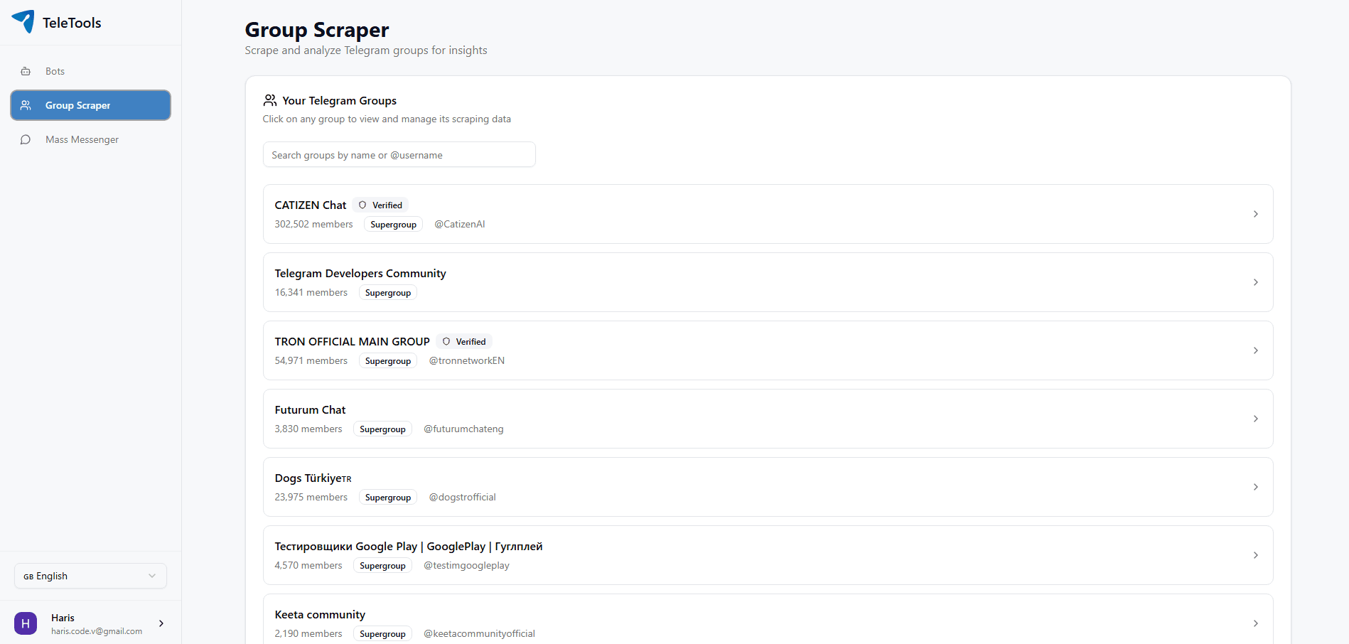 Channels Groups